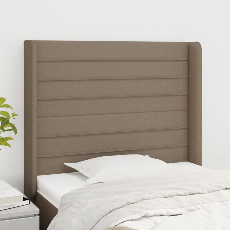vidaXL Kopfteil mit Ohren Taupe 93x16x118/128 cm Stoff vidaXL Kopfteil mit Ohren Taupe 93x16x118/128 cm Stoff