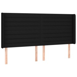 vidaXL Kopfteil mit Ohren Schwarz 203x16x118/128 cm Stoff