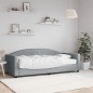 Tagesbett mit Matratze Hellgrau 90x190 cm Stoff Tagesbett mit Matratze Hellgrau 90x190 cm Stoff