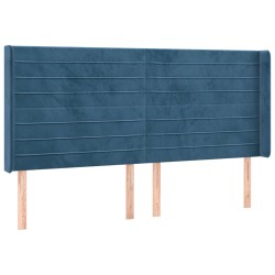 vidaXL Kopfteil mit Ohren Dunkelblau 183x16x118/128 cm Samt