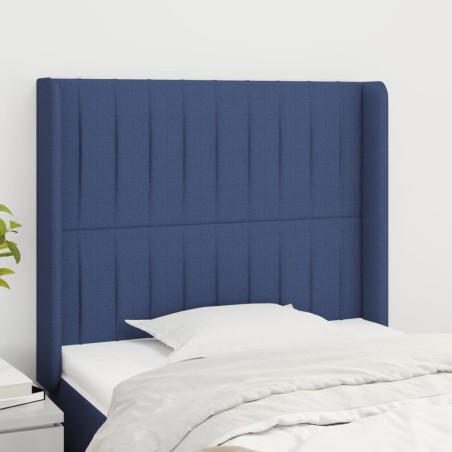 vidaXL Kopfteil mit Ohren Blau 103x16x118/128 cm Stoff