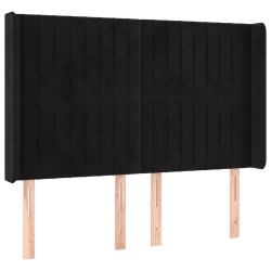 vidaXL Kopfteil mit Ohren Schwarz 147x16x118/128 cm Samt