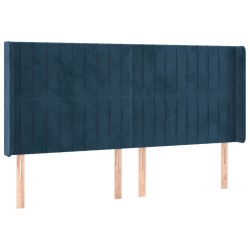vidaXL Kopfteil mit Ohren Dunkelblau 183x16x118/128 cm Samt