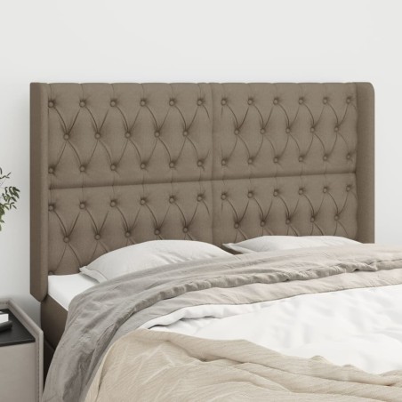 vidaXL Kopfteil mit Ohren Taupe 147x16x118/128 cm Stoff