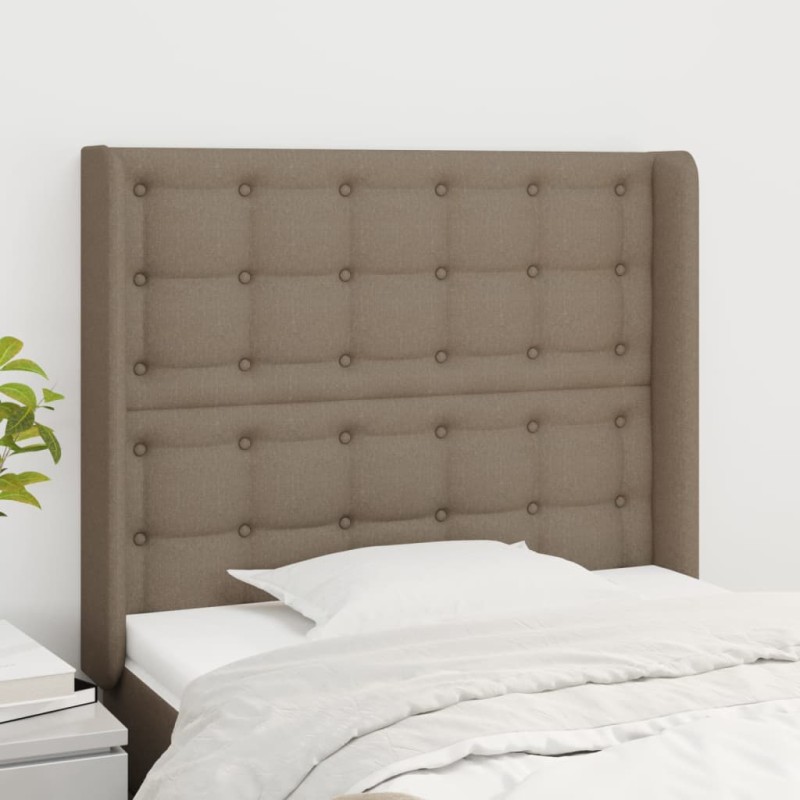 vidaXL Kopfteil mit Ohren Taupe 103x16x118/128 cm Stoff vidaXL Kopfteil mit Ohren Taupe 103x16x118/128 cm Stoff
