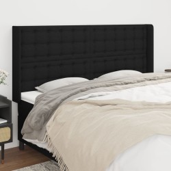 vidaXL Kopfteil mit Ohren Schwarz 163x16x118/128 cm Stoff