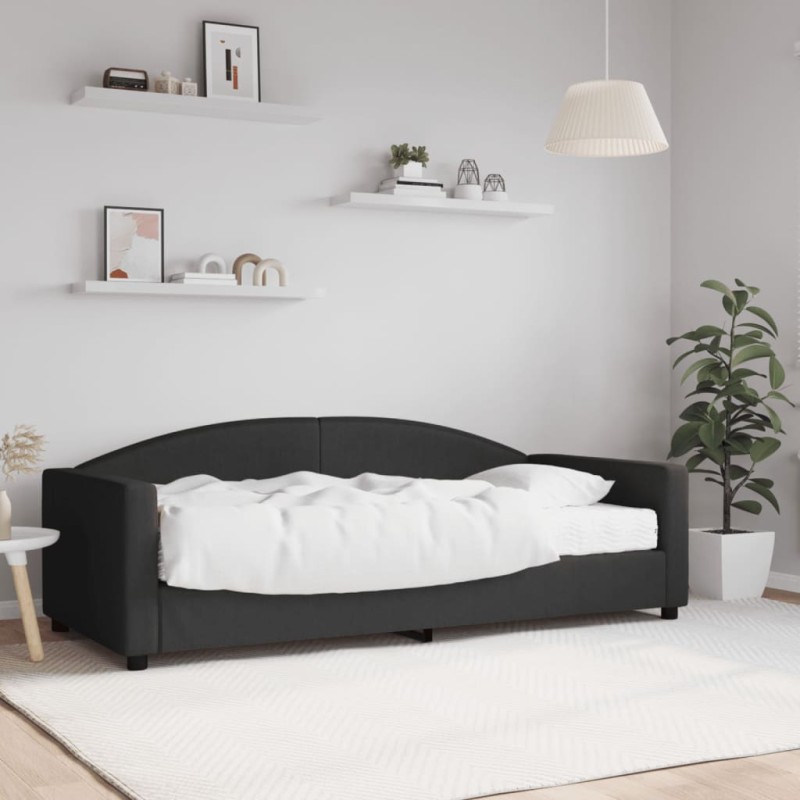 Tagesbett mit Matratze Schwarz 90x190 cm Stoff Tagesbett mit Matratze Schwarz 90x190 cm Stoff