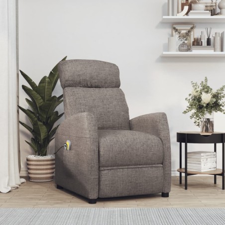 vidaXL Massagesessel mit Aufstehhilfe Taupe Stoff
