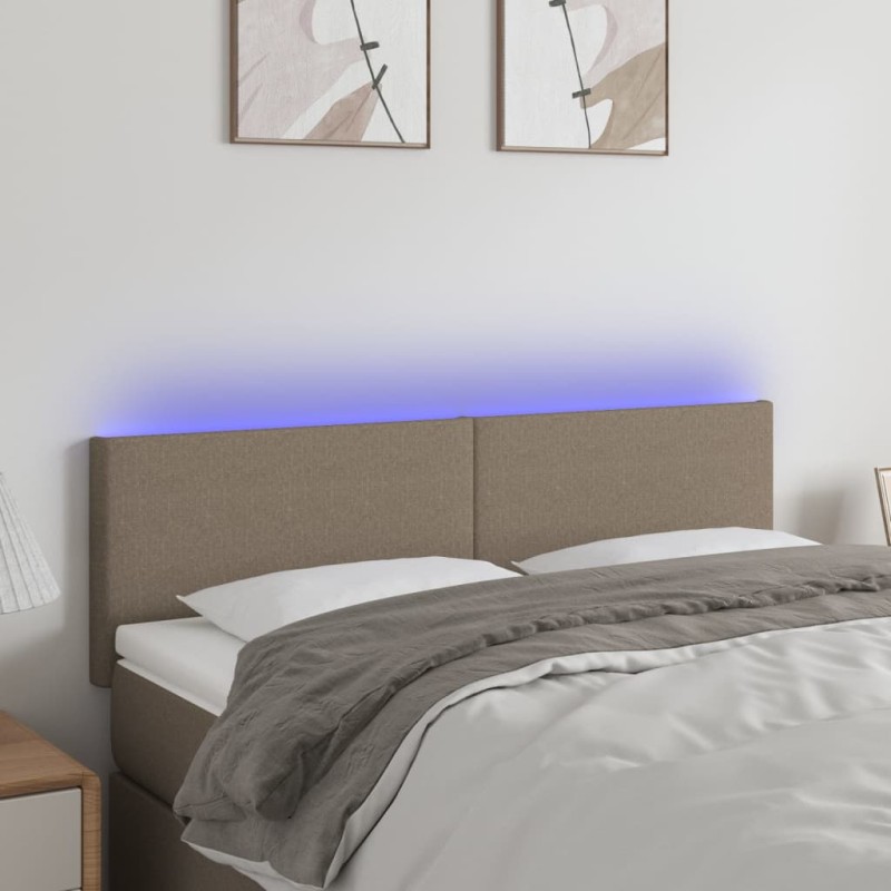 vidaXL LED Kopfteil Taupe 144x5x78/88 cm Stoff vidaXL LED Kopfteil Taupe 144x5x78/88 cm Stoff