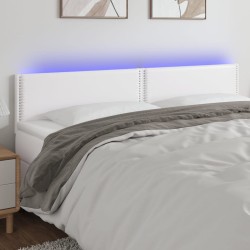 vidaXL LED Kopfteil Weiß 180x5x78/88 cm Kunstleder