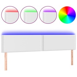 vidaXL LED Kopfteil Weiß 180x5x78/88 cm Kunstleder