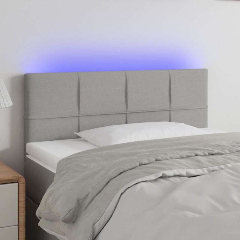 vidaXL LED Kopfteil Hellgrau 90x5x78/88 cm Stoff