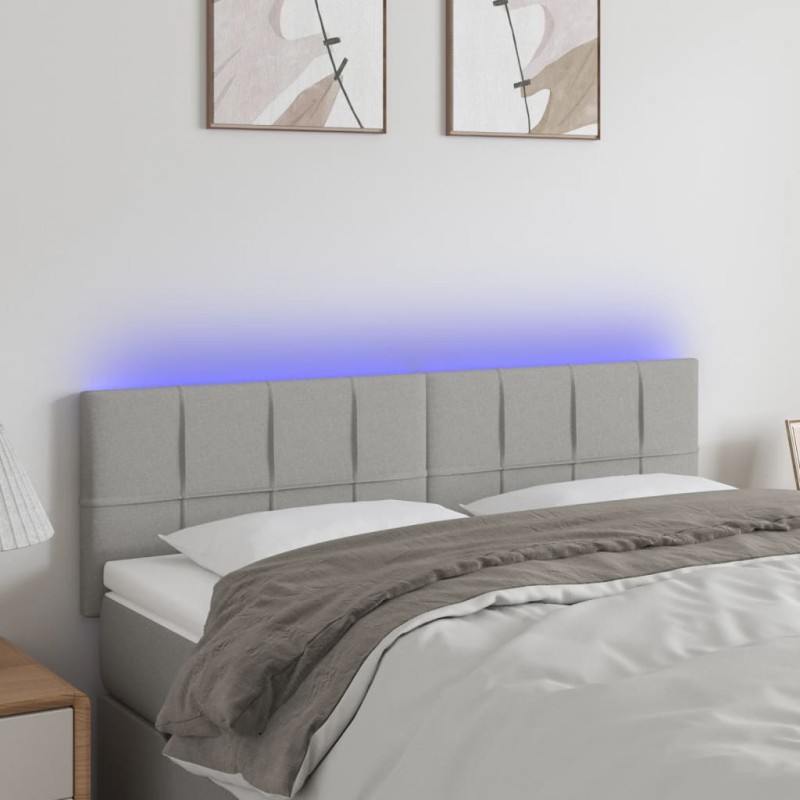 vidaXL LED Kopfteil Hellgrau 144x5x78/88 cm Stoff vidaXL LED Kopfteil Hellgrau 144x5x78/88 cm Stoff