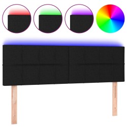vidaXL LED Kopfteil Schwarz 144x5x78/88 cm Stoff