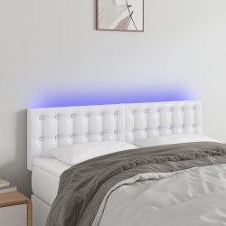 vidaXL LED Kopfteil Weiß 144x5x78/88 cm Kunstleder