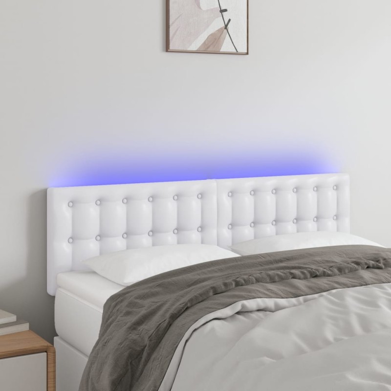 vidaXL LED Kopfteil Weiß 144x5x78/88 cm Kunstleder vidaXL LED Kopfteil Weiß 144x5x78/88 cm Kunstleder