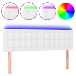 vidaXL LED Kopfteil Weiß 144x5x78/88 cm Kunstleder