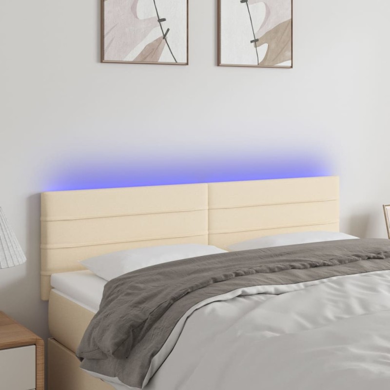 vidaXL LED Kopfteil Creme 144x5x78/88 cm Stoff vidaXL LED Kopfteil Creme 144x5x78/88 cm Stoff