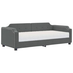 vidaXL Tagesbett mit Matratze Dunkelgrau 100x200 cm Stoff