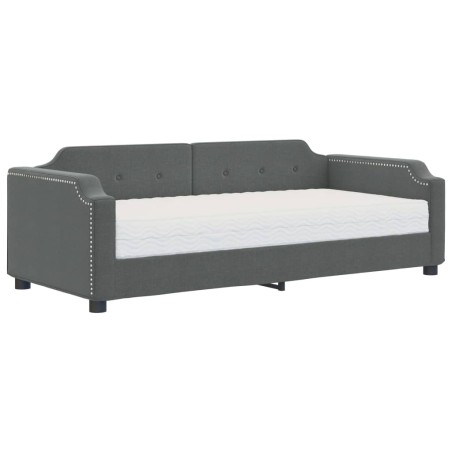 vidaXL Tagesbett mit Matratze Dunkelgrau 100x200 cm Stoff