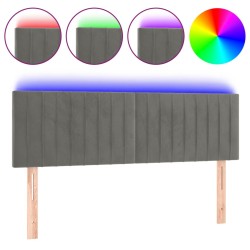 vidaXL LED Kopfteil Hellgrau 144x5x78/88 cm Samt