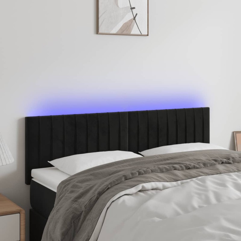 vidaXL LED Kopfteil Schwarz 144x5x78/88 cm Samt vidaXL LED Kopfteil Schwarz 144x5x78/88 cm Samt