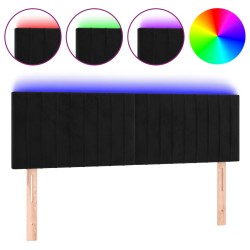vidaXL LED Kopfteil Schwarz 144x5x78/88 cm Samt