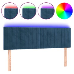vidaXL LED Kopfteil Dunkelblau 144x5x78/88 cm Samt