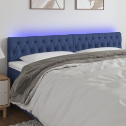vidaXL LED Kopfteil Blau 180x7x78/88 cm Stoff