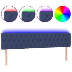 vidaXL LED Kopfteil Blau 180x7x78/88 cm Stoff