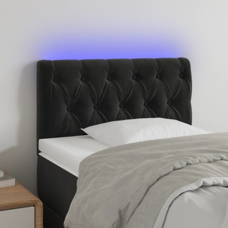 vidaXL LED Kopfteil Schwarz 80x7x78/88 cm Samt