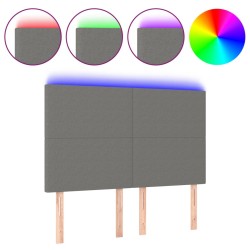 vidaXL LED Kopfteil Dunkelgrau 144x5x118/128 cm Stoff
