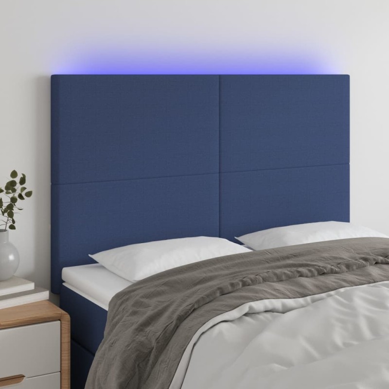 vidaXL LED Kopfteil Blau 144x5x118/128 cm Stoff vidaXL LED Kopfteil Blau 144x5x118/128 cm Stoff