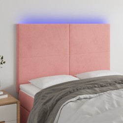 vidaXL LED Kopfteil Rosa 144x5x118/128 cm Samt