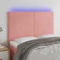 vidaXL LED Kopfteil Rosa 144x5x118/128 cm Samt