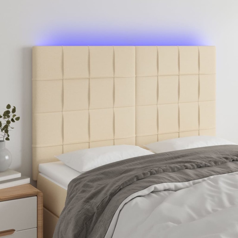 vidaXL LED Kopfteil Creme 144x5x118/128 cm Stoff