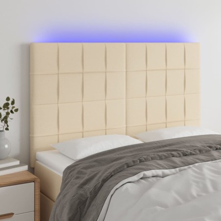 vidaXL LED Kopfteil Creme 144x5x118/128 cm Stoff