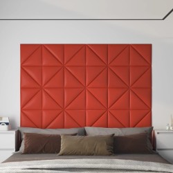 vidaXL Wandpaneele 12 Stk. Rot 30x30 cm Kunstleder 0,54 m²