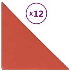 vidaXL Wandpaneele 12 Stk. Rot 30x30 cm Kunstleder 0,54 m²