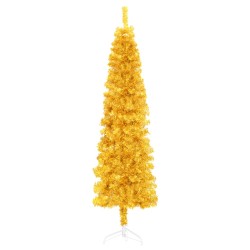 vidaXL Künstlicher Halb-Weihnachtsbaum mit Ständer Schlank Gold 180 cm