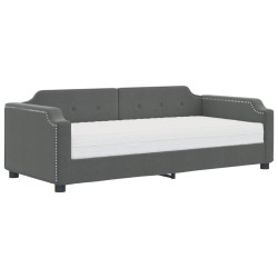 vidaXL Tagesbett mit Matratze Dunkelgrau 90x200 cm Stoff