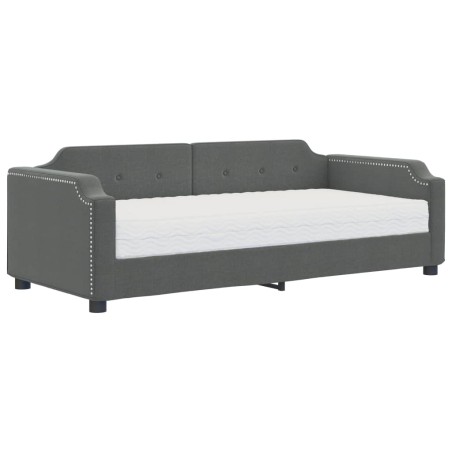 vidaXL Tagesbett mit Matratze Dunkelgrau 90x200 cm Stoff
