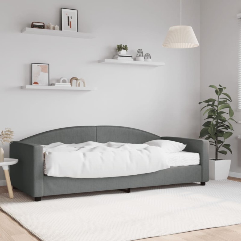 Tagesbett mit Matratze Dunkelgrau 90x200 cm Stoff Tagesbett mit Matratze Dunkelgrau 90x200 cm Stoff