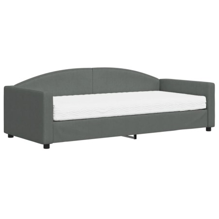 Tagesbett mit Matratze Dunkelgrau 90x200 cm Stoff