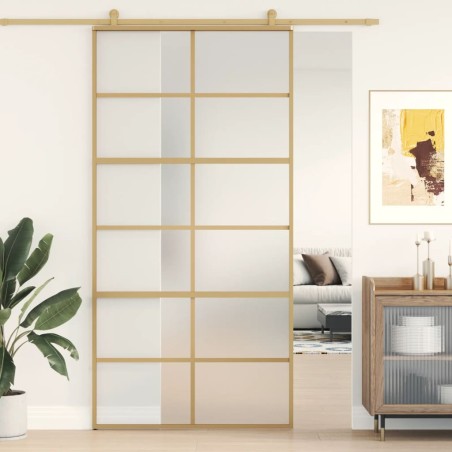 vidaXL Schiebetür Golden 102,5x205 cm Matt ESG-Glas und Aluminium