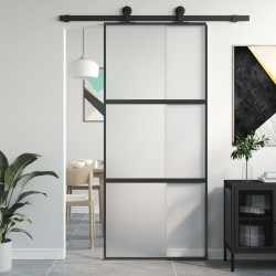 vidaXL Schiebetür Schwarz 90x205 cm Hartglas und Aluminium