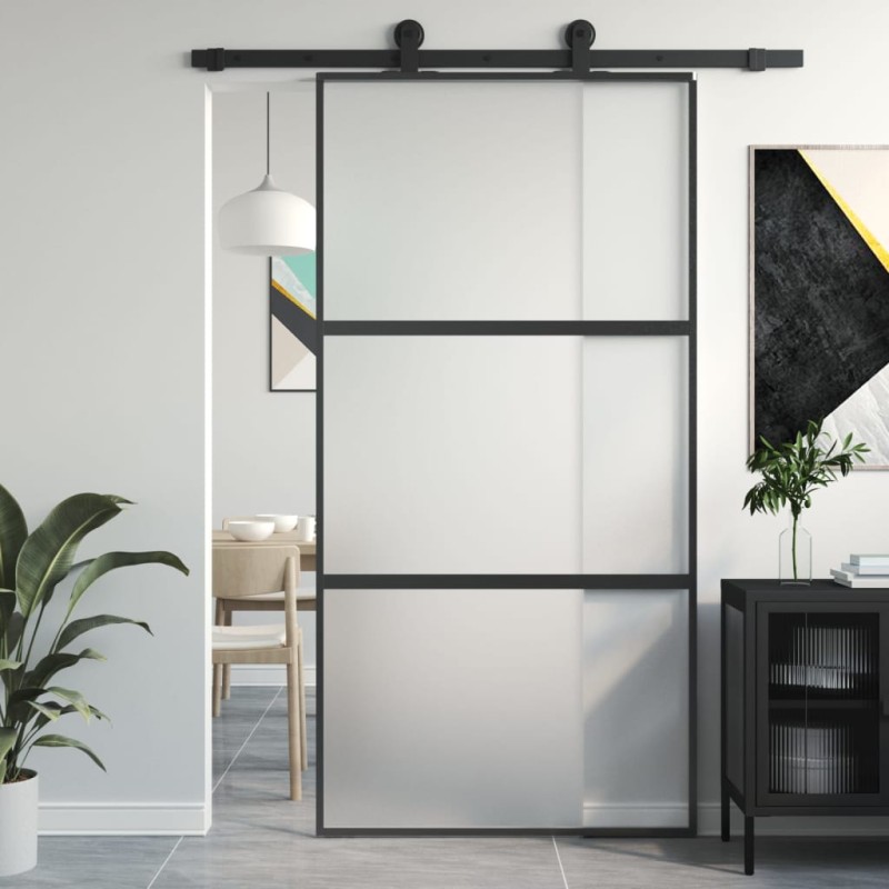 vidaXL Schiebetür Schwarz 102,5x205 cm Hartglas und Aluminium vidaXL Schiebetür Schwarz 102,5x205 cm Hartglas und Aluminium