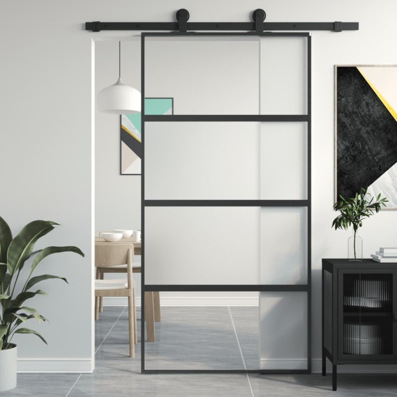 vidaXL Schiebetür Schwarz 102,5x205 cm Hartglas und Aluminium vidaXL Schiebetür Schwarz 102,5x205 cm Hartglas und Aluminium
