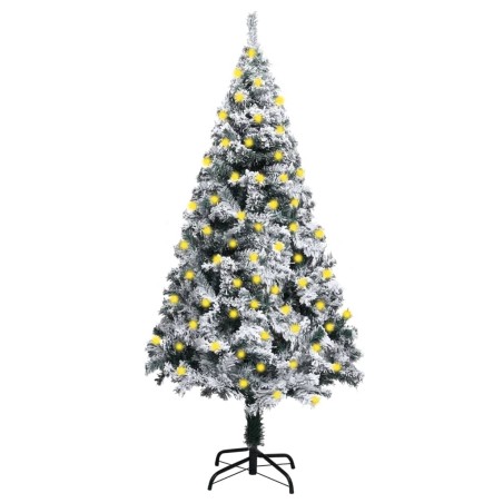 vidaXL Künstlicher Weihnachtsbaum mit Beleuchtung & Schnee Grün 150 cm