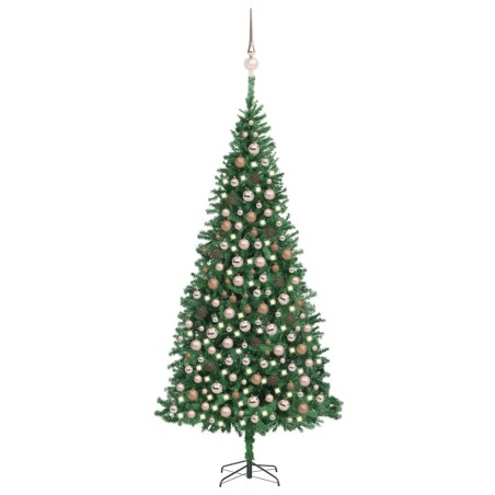 vidaXL Künstlicher Weihnachtsbaum Beleuchtung & Kugeln LEDs 300cm Grün
